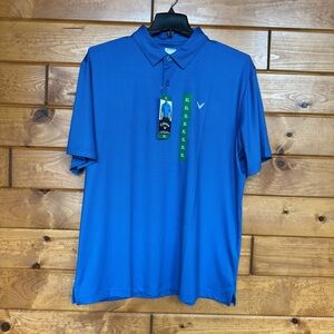 Callaway Men's Oprti-Dri Blue Golf Collard Polo Shirt